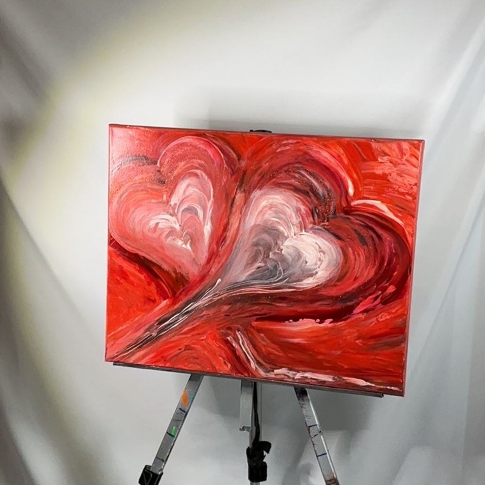 Romantic Hearts Painting Original Artwork Medium Wall Decor - Picture 3 of 16